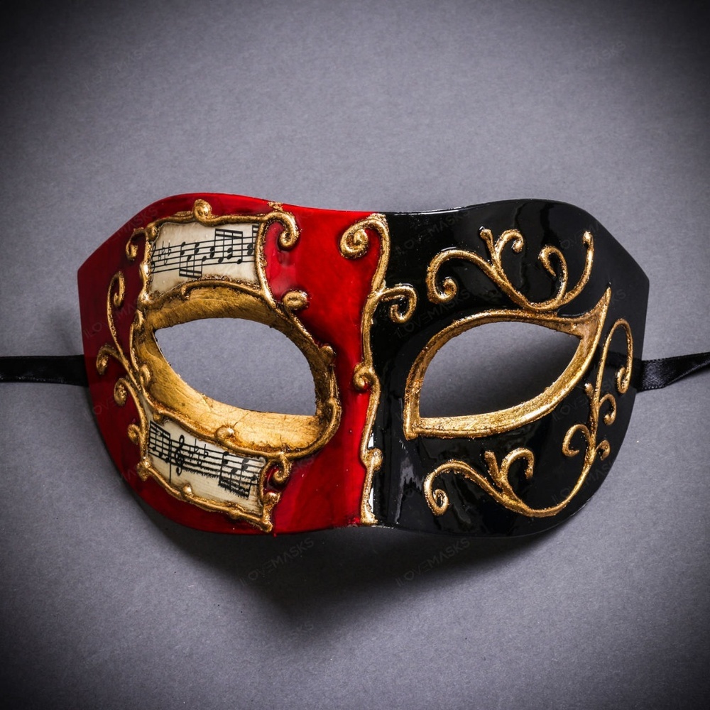 Unisex Musical Venetian Masquerade Red Black